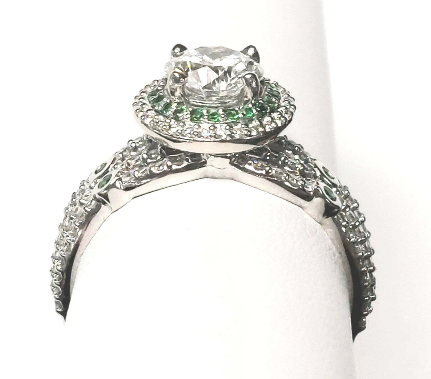 14K White Gold 1.48ctTW H/I1 Diamond & Tsavorite Garnet Wedding Set