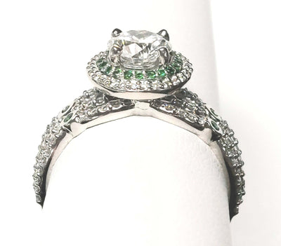 14K White Gold 1.48ctTW H/I1 Diamond & Tsavorite Garnet Wedding Set