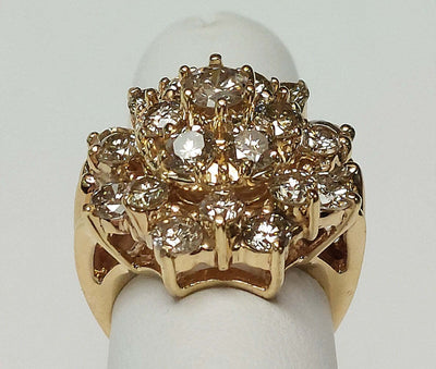 Lady's 14K Yellow Gold RBC Diamond Cluster Ring, 4.25ctTW, Size: 5, 10.2g