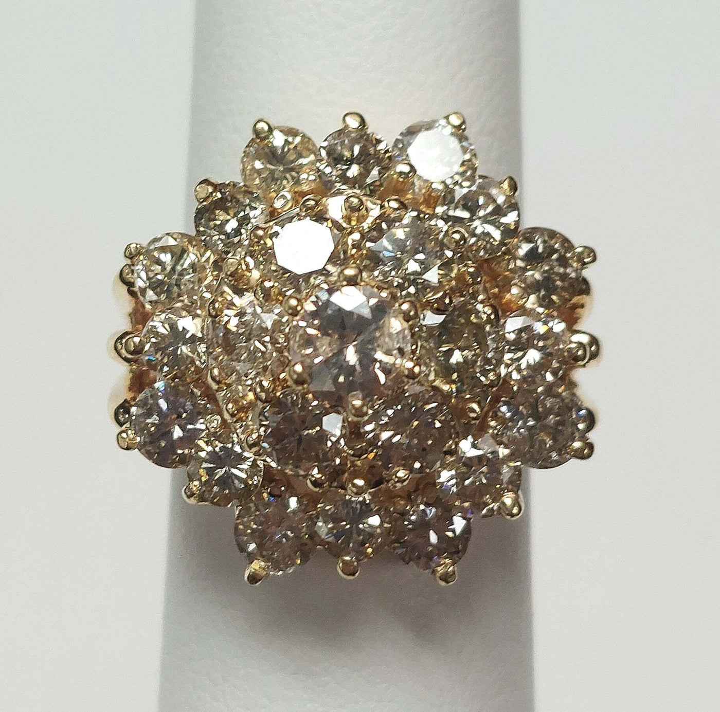 Lady's 14K Yellow Gold RBC Diamond Cluster Ring, 4.25ctTW, Size: 5, 10.2g