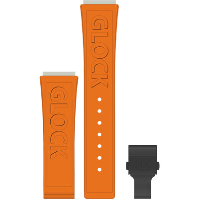 Glock Silicone Watch Strap: Orange Logo with Black Clasp 22mm