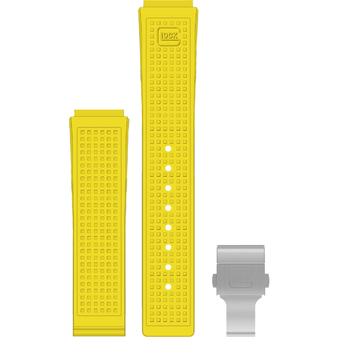 Glock Silicone Strap: Yellow RTF with Steel Clasp 22mm