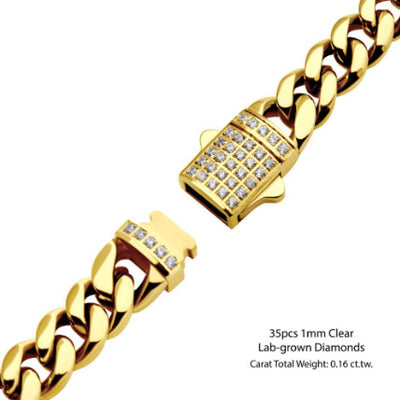 6mm StainleSS Steel Miami Cuban Chain with CNC Precision Set Lab-grown Diamonds