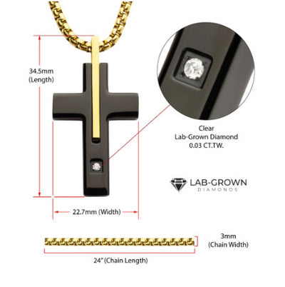 StainleSS Steel CroSS Necklace with Lab-Grown Diamond Accent