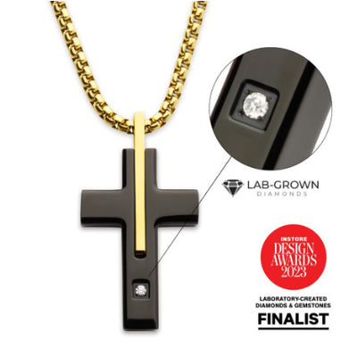 StainleSS Steel CroSS Necklace with Lab-Grown Diamond Accent