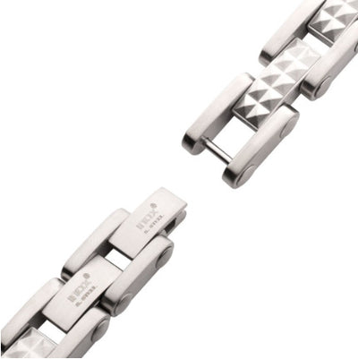 StainleSS Steel Matte Finish Pyramid Stud Pattern Link Bracelet