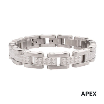StainleSS Steel Matte Finish Pyramid Stud Pattern Link Bracelet