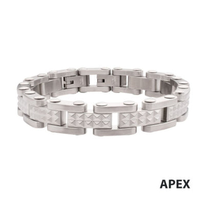 StainleSS Steel Matte Finish Pyramid Stud Pattern Link Bracelet