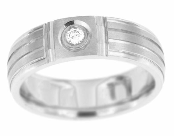 Sterling Silver RBC .10ct H/SI1 7mm Band Size:11