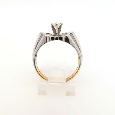 18K Two-Tone Gold Diamond Marquise Engagement Ring