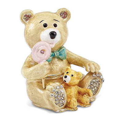 Bejeweled "Lolly Bears" Teddy Bears Trinket Box with Matching Necklace