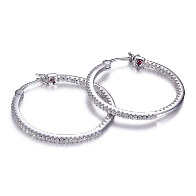 Rhodium Plated SS ELLE "Rodeo Drive" Cubic Zirconia Hoops 30mm