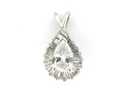 14K White Gold 1.50ctTW  Pear-Shaped Diamond Pendant