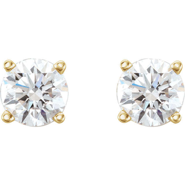 14K Yellow Gold Round Diamond Stud Earring Pair 0.75ctTW