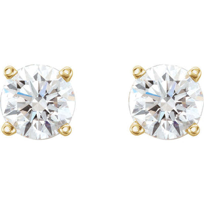 14K Yellow Gold Round Diamond Stud Earring Pair 0.75ctTW
