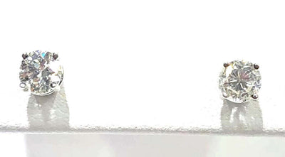 14K White Gold Round Diamond Stud Earring Pair 0.64ctTW
