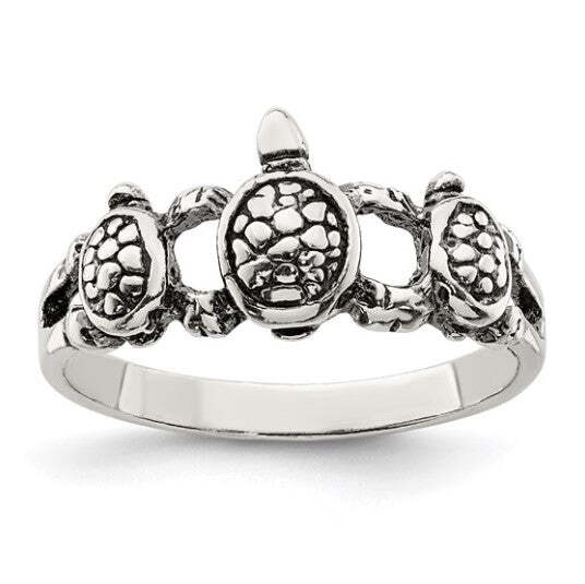 SS Antiqued Turtle Ring