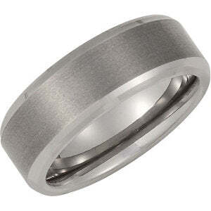 8.3mm Tungsten Satin/Polished Double Beveled Band Size 9