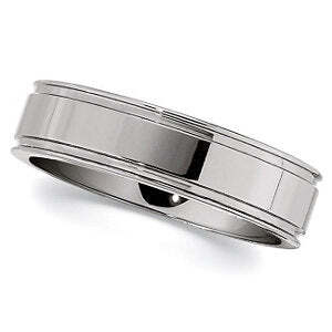 6.3mm Tungsten Polished Grooved Band Size: 10