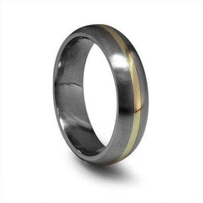 6mm Domed Titanium/14K Yellow Gold Band Size:10