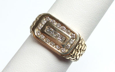 14K Yellow Gold Nugget Ring w/ Diamonds