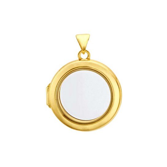 SS Yellow Gold-Plated Round Floating GlaSS Locket Pendant