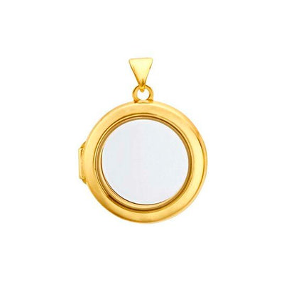 SS Yellow Gold-Plated Round Floating GlaSS Locket Pendant