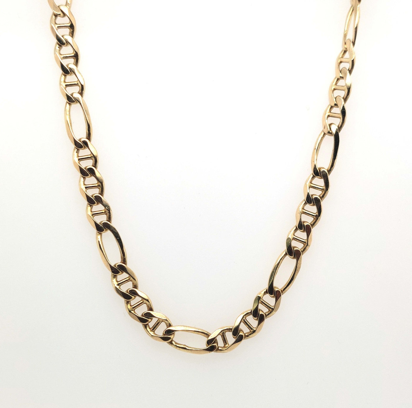 10K Yellow Gold Solid Diamond-Cut 5mm Figaro/Anchor Chain