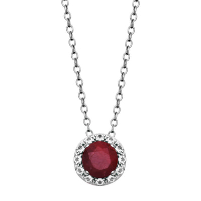 SS Dyed Red Corundum & White Topaz "Dazzle" Necklace