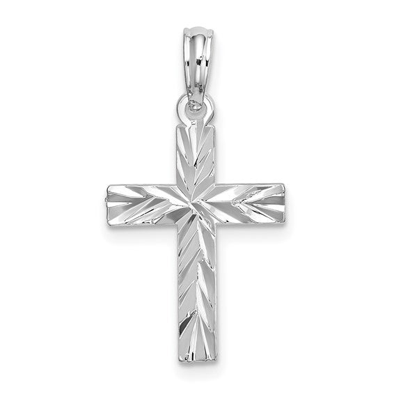 Sterling Silver All-over Diamond-cut Latin Cross Pendant