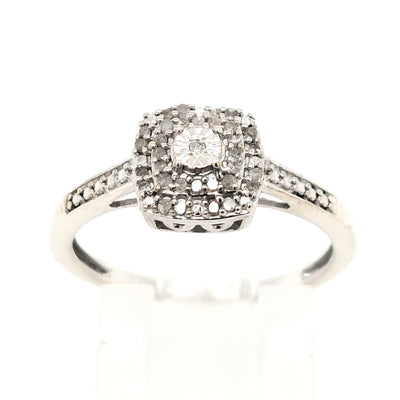 SS Square Diamond Cluster Ring