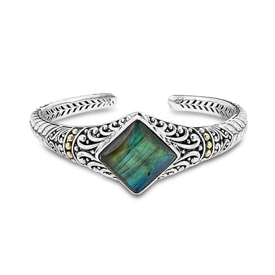 SS/18K Cushion Labradorite Bangle