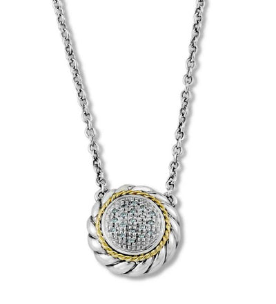 SS & 18K Yellow Gold Round Diamond Cluster "Merapi Necklace"