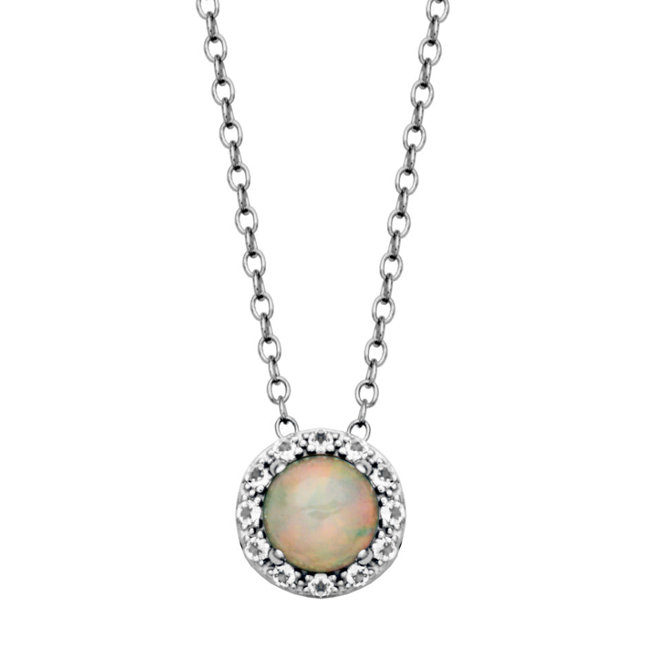 SS Ethiopian Opal & White Topaz "Dazzle" Necklace