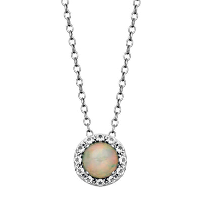 SS Ethiopian Opal & White Topaz "Dazzle" Necklace