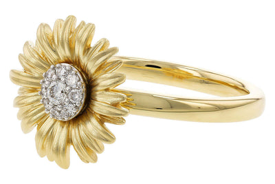 14K Yellow Gold Diamond Sunflower Ring (Size 7)