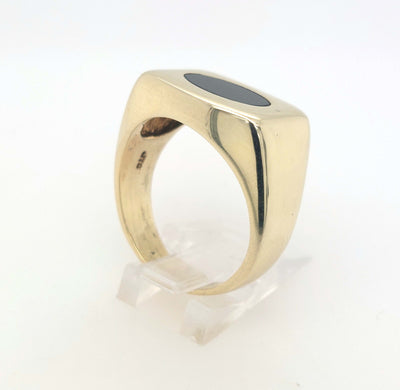 14K Yellow Gold Rectangular Onyx Ring Size:11 Gram Weight:13.7g