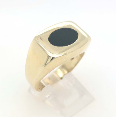 14K Yellow Gold Rectangular Onyx Ring Size:11 Gram Weight:13.7g