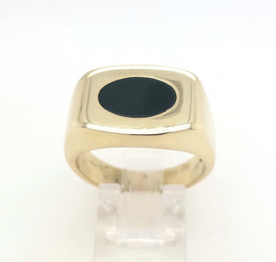 14K Yellow Gold Rectangular Onyx Ring Size:11 Gram Weight:13.7g