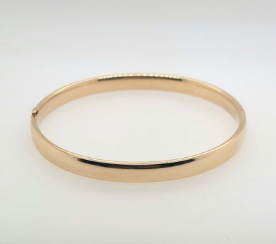 14K Yellow Gold Smooth Polished 7.25" Bangle Bracelet Gram Weight:8.0g