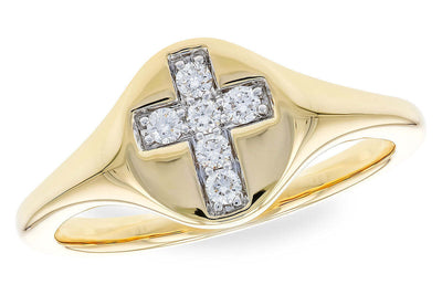 14K Yellow Gold Diamond CroSS Ring (Size 7)