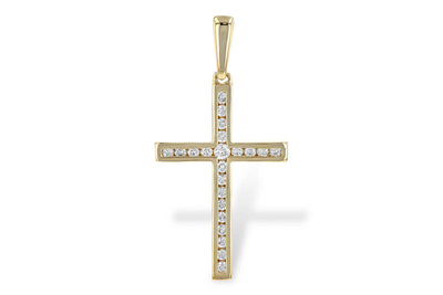 14K Yellow Gold Channel-set Diamond CroSS Pendant