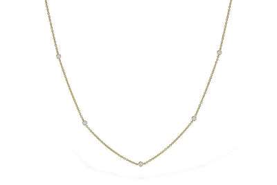 14K Yellow Gold Diamond Station Necklace with 9 Stations (18 inches)