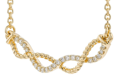 14K Yellow Gold Diamond Infinity Twist Necklace (18 inches)