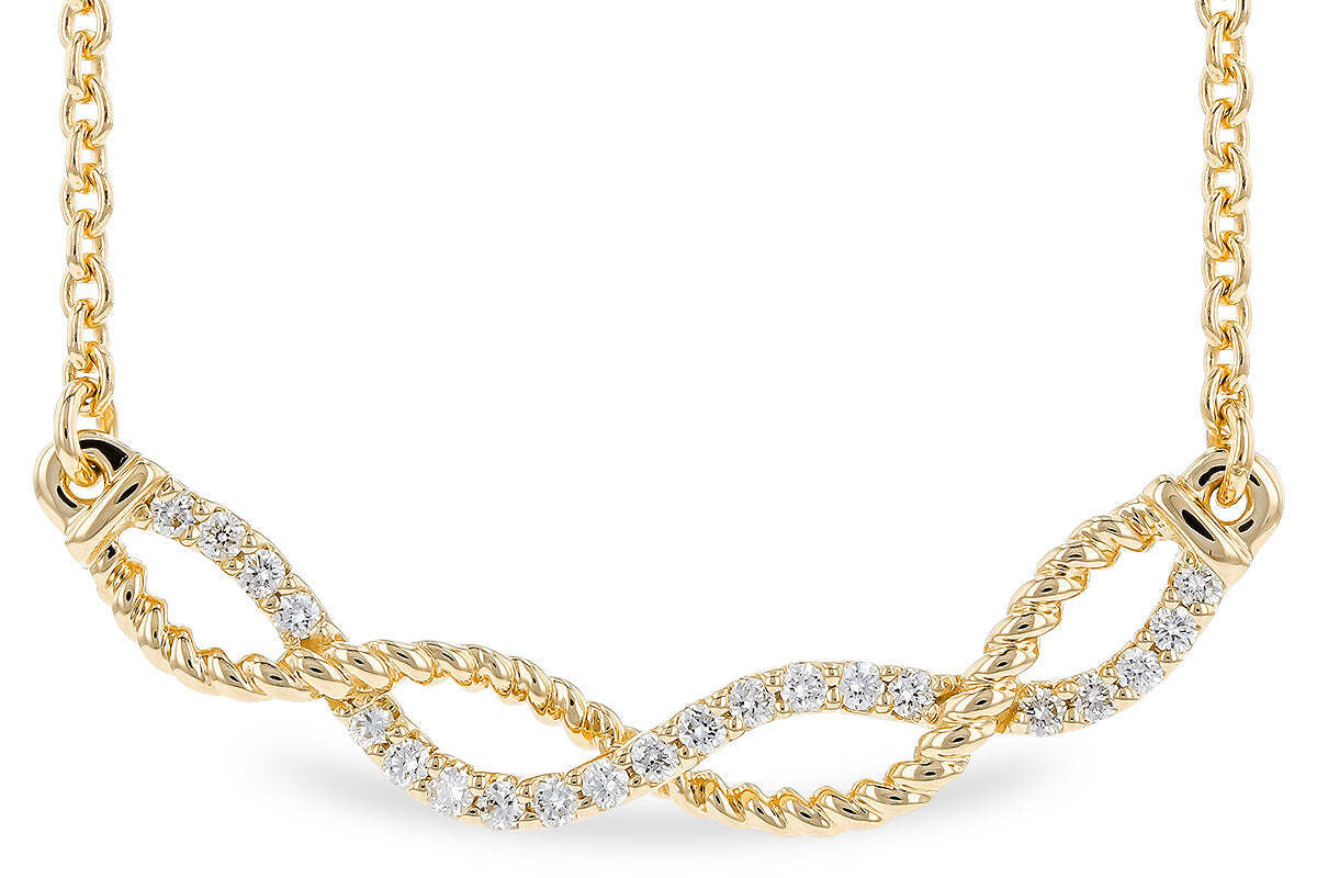 14K Yellow Gold Diamond Infinity Twist Necklace (18 inches)