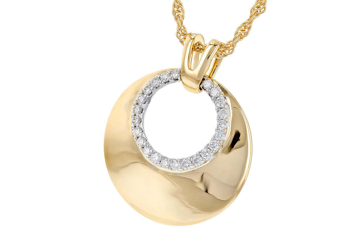 14K Yellow Gold Gold & Diamond Disc Necklace (18 inches)