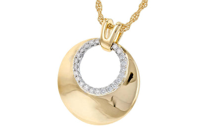 14K Yellow Gold Gold & Diamond Disc Necklace (18 inches)