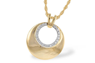 14K Yellow Gold Gold & Diamond Disc Necklace (18 inches)