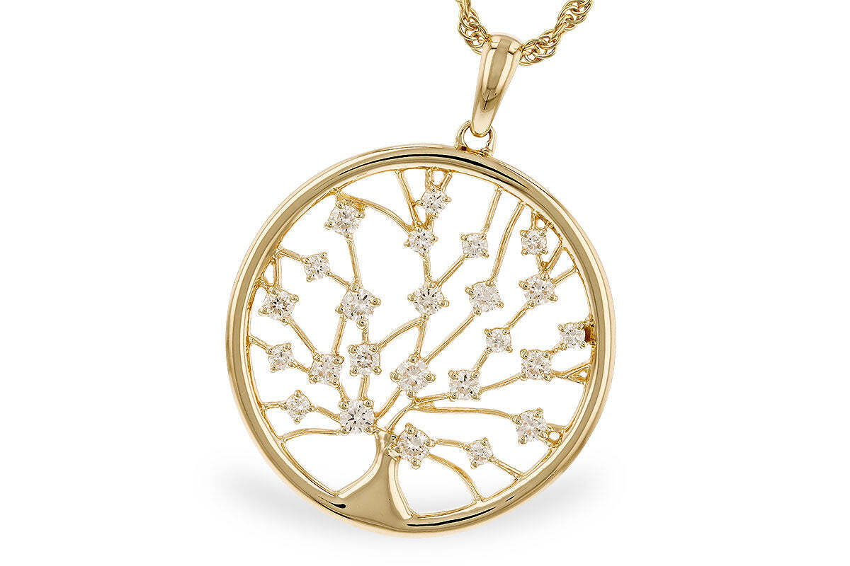 14K Yellow Gold Tree of Life Diamond Necklace (18 inches)