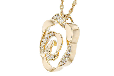 14K Yellow Gold Flower-Cut Out Diamond Necklace (18 inches)